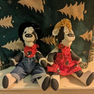 Vintage Cow Farmer Plush Dolls